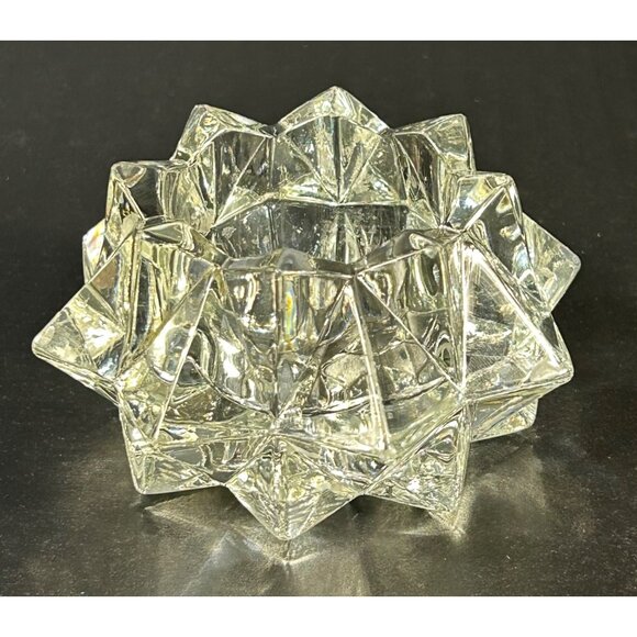 Vintage Avon Diamond Star Pattern Clear Glass Votive Candle Holder - Picture 1 of 6